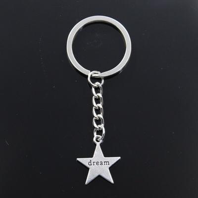 Fashion Keychain 23x20mm Star Plates Dream   Pendants DIY Men Jewelry Car Key Chain Ring Holder Souvenir For Gift