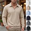 Men's Cable Knit Half-Zip Polo Sweater, Casual Long Sleeve Knit Top