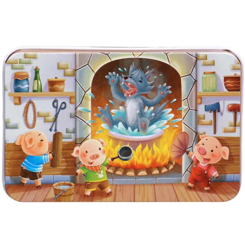 High-quality 60-piece Wooden Puzzle In Iron Box Educational Toy For Kids