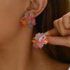 Personalized Ethnic Style Colorful Mesh Flowers Female Earrings Fresh and Elegant Temperament Holiday Party Accessories Gifts