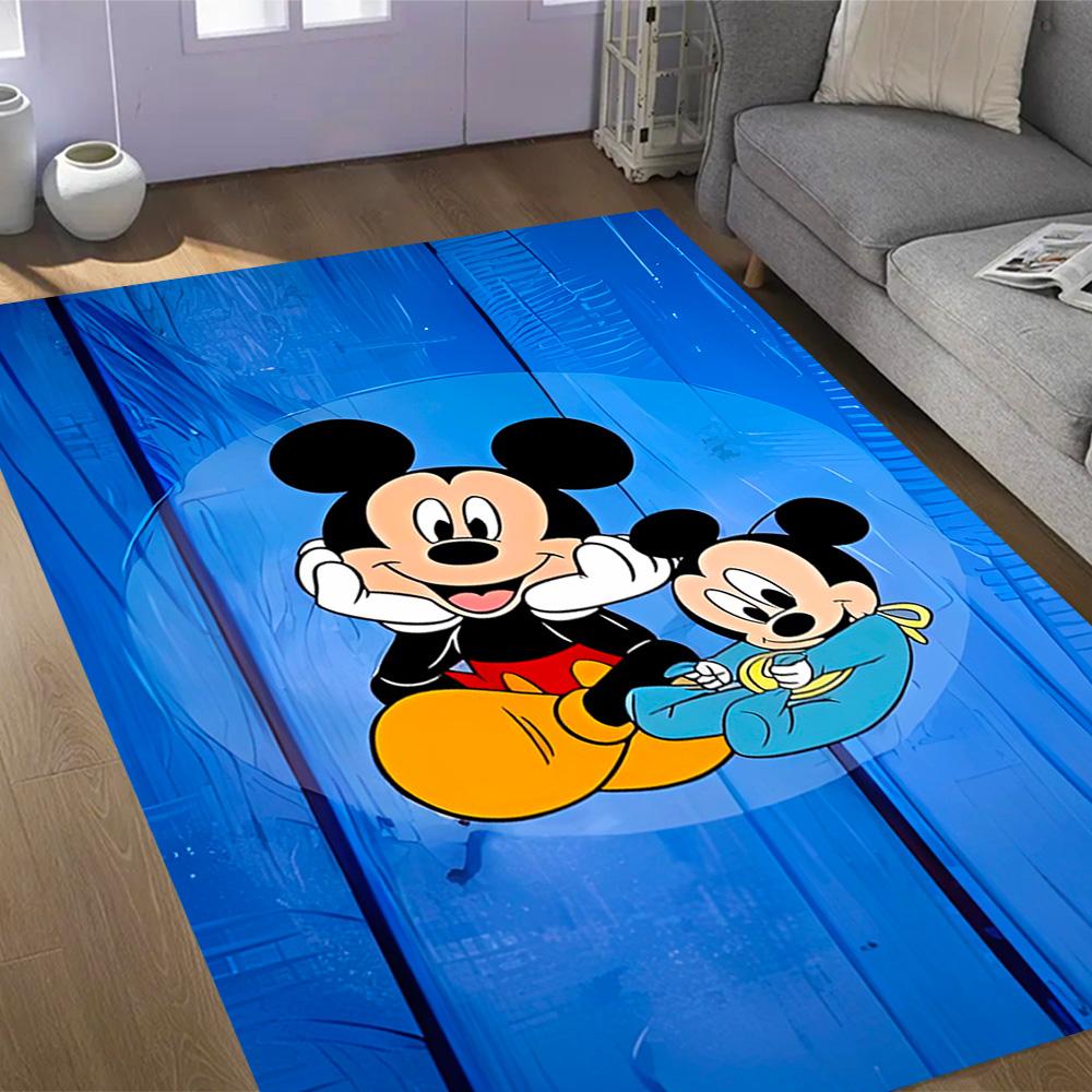 Mickey Mouse In Starry Night Disney Cartoon Theme Anti-Slip Rug - Polyester, Home Decor, Suitable for Bedrooms, Living Rooms, Doorways, and Studios