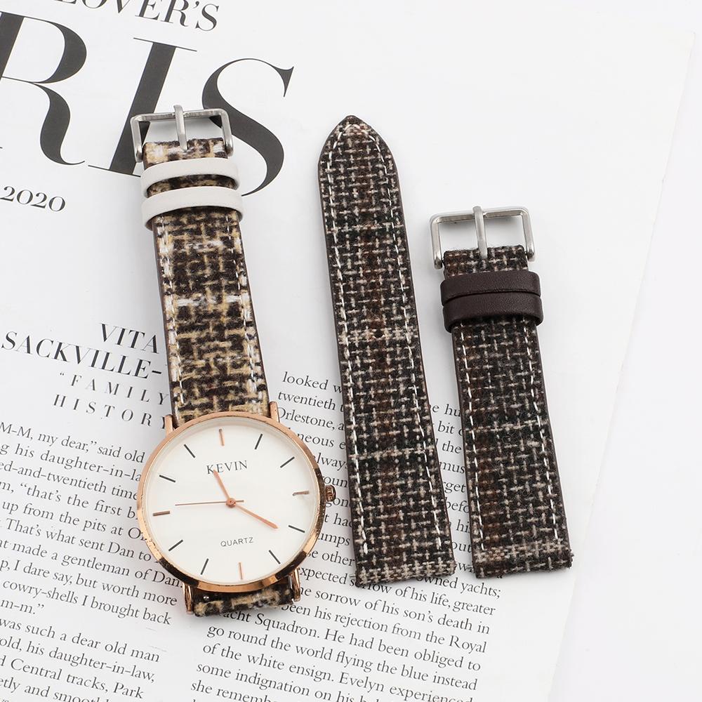 Woolen Fabric Leather Watch Band 18mm 20mm 22mm Vintage Wool Weave Bracelet Quick Release Watch Strap for Men Women Wristband