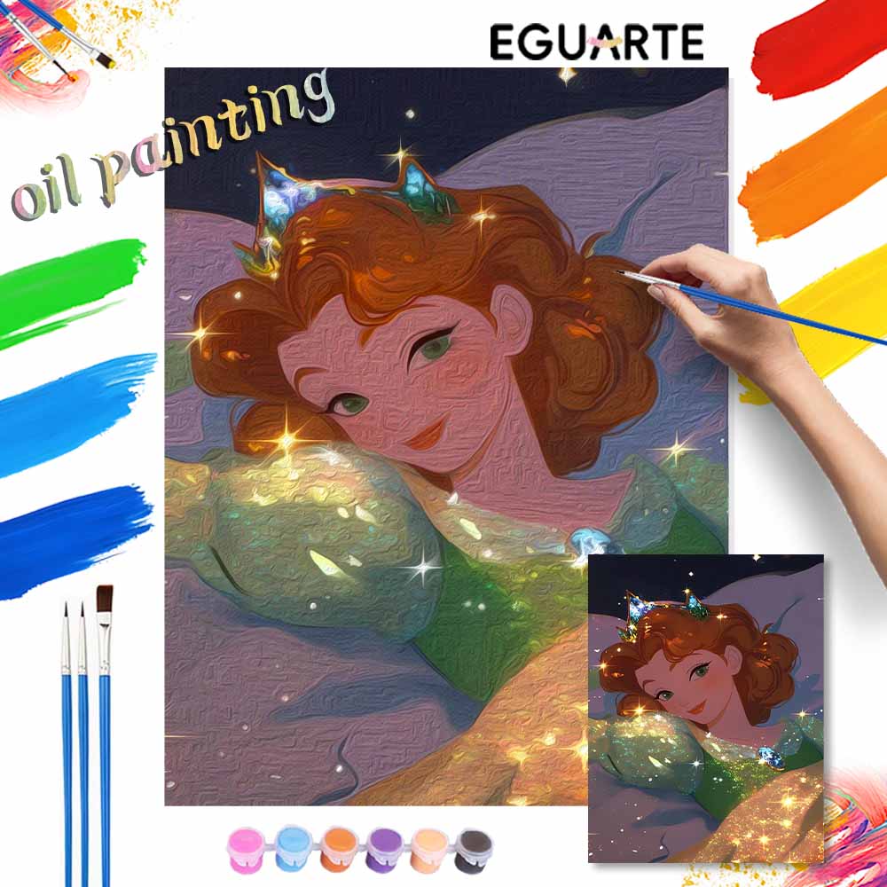Disney Princess digital oil painting painting art sparkling crown princess handmade diy gift home decoration