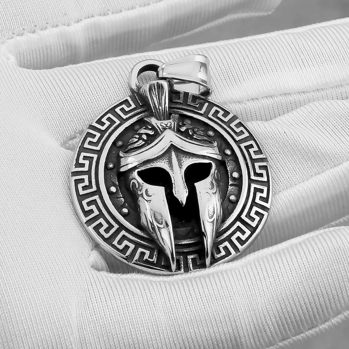 Viking Spartan Warrior Mask Necklace Stainless Steel Men Hip Hop Punk Amulet Pendant Necklace Vintage Warrior Jewelry