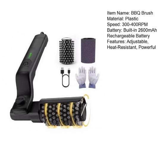Bezprzewodowa Elektryczna Szczotka do Grilla Akumulatorowy Czyścik do Grilla 3-biegowa Regulowana Głowica ze Stali Nierdzewnej Usuwanie Tłuszczu Szczotka do BBQ na Zewnątrz