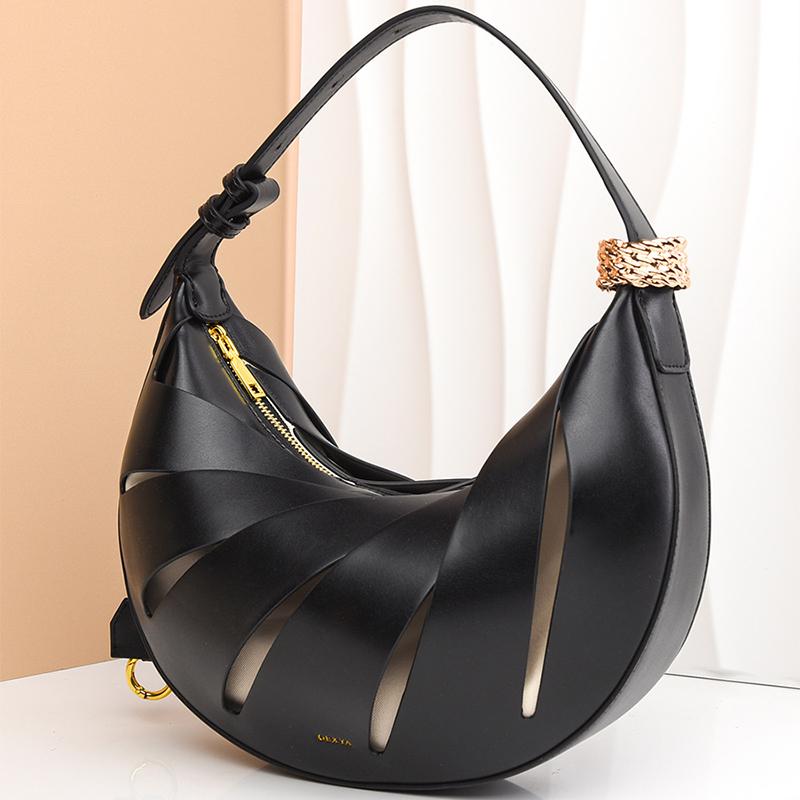 Fashion High-end Dumpling Bag Light Luxury Brand Designer Niche Crescent Bag Solid Color Versatile Single Commuting Shoulder Bag