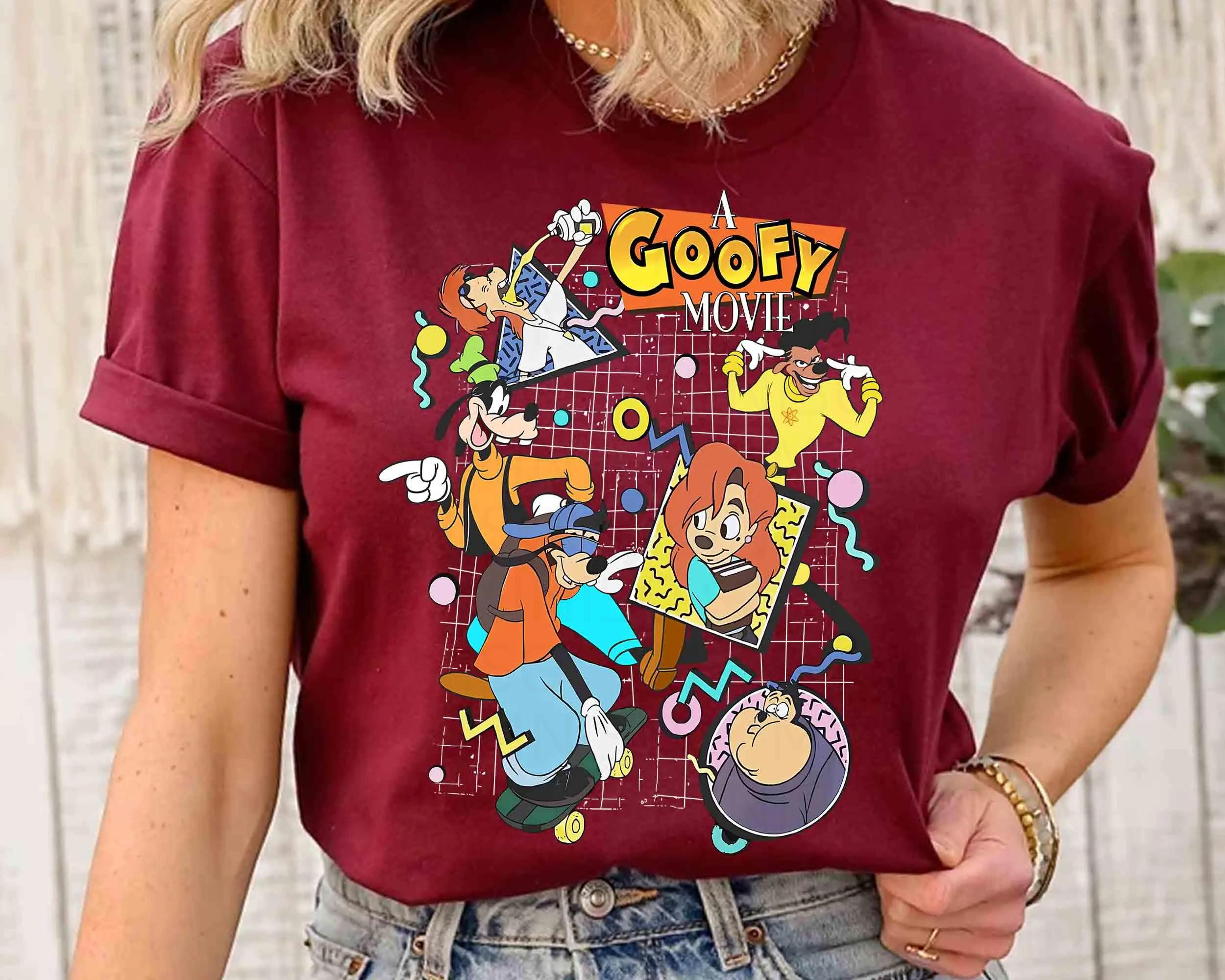 

90s A Goofy Movie Characters Group Tshirt Disney Powerline Max Goof Roxanne Tee Disneyland Vacation Family 2026 Trip Gift 4XL