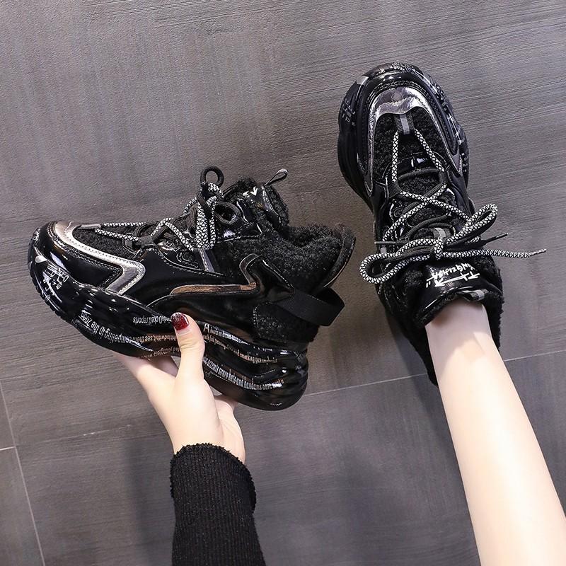 Fashion Black Basketball Gym Sports Athletic Women's Shoes Female Footwear Round Toe High On Platform Sneakers Stylish Promotion