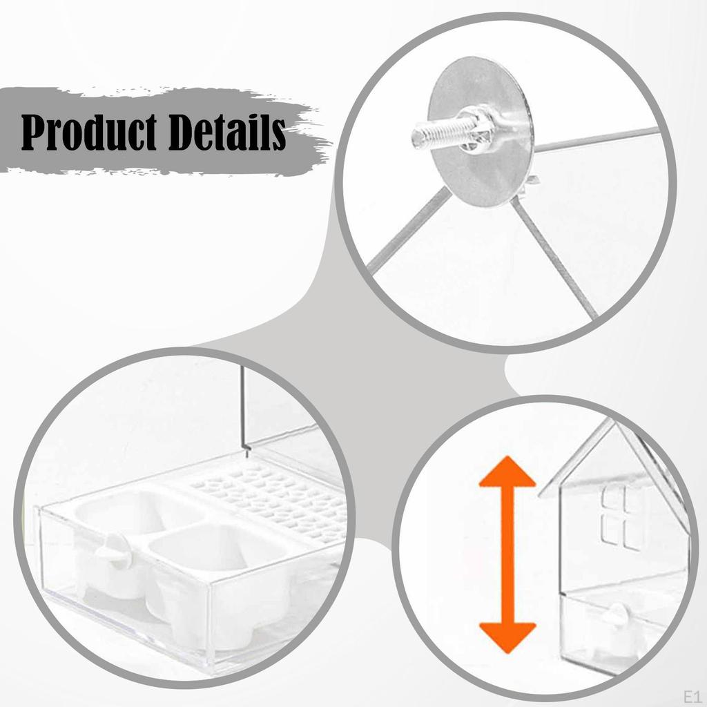 Pull Out External Parrot Feeder Bird Decorative Clear Bath Dish for Outdoor Outside