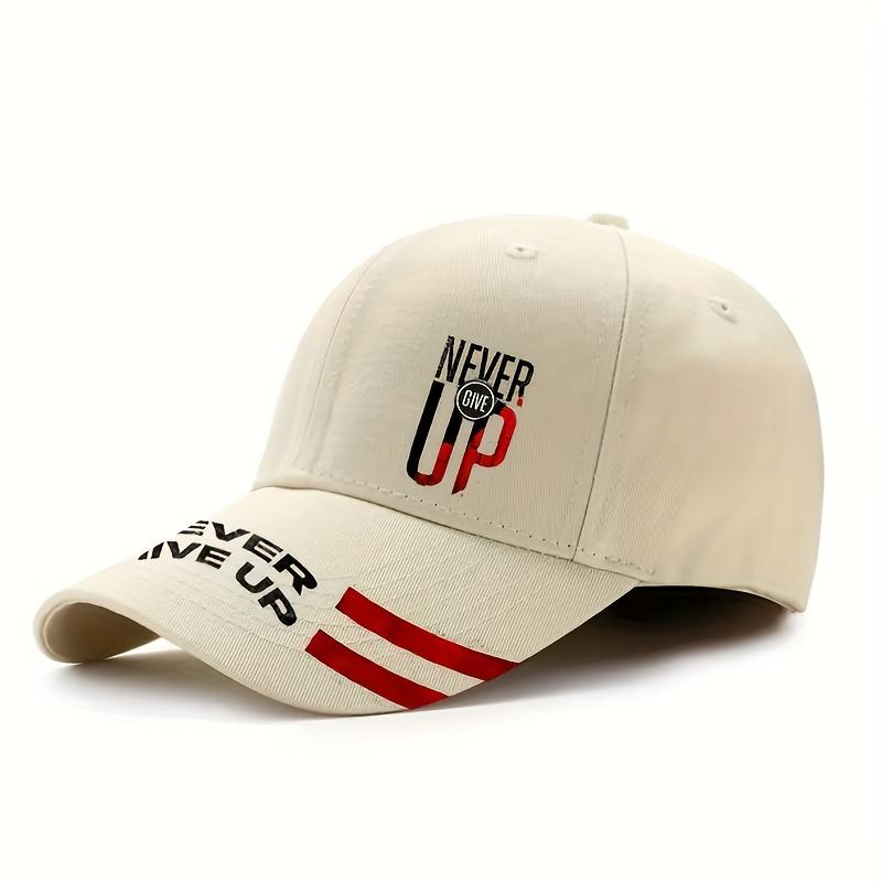 1Pc Of "Never Give Up" Inspirational Print Baseball Cap For Life, Street Fashion Outdoor Sports Baseball Cap Curved Brim
