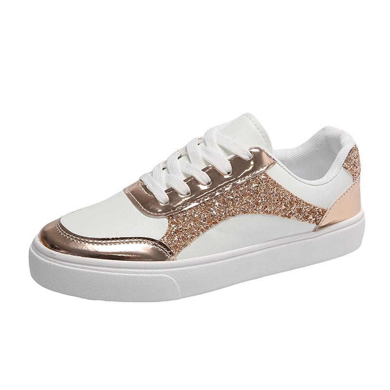 Fashion Sneaker Metal Color Casual Vulcanized Sport Shoes Fashion White Shoe for Woman Flats Shoes Summer Breathable Shoes Women