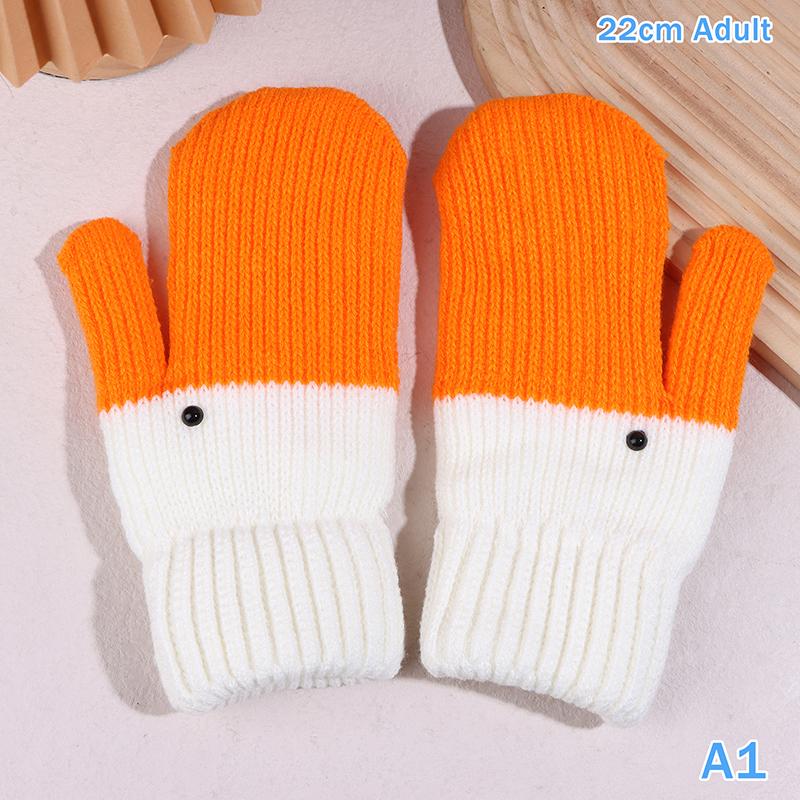 1Pair Cute Funny Goose Knitted Gloves For Women Winter Fleece-Lined Thickened Double-Layer Warm Coldproof Gloves