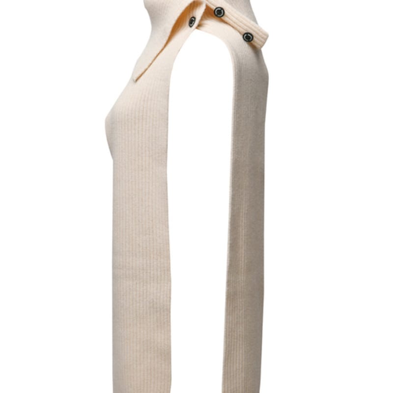 DOYOUKNOWMC 24FW Button Opening Neck Warmer Yellow Ivory Knit Muffler