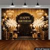 2D Roaring 20s Happy Birthday Backdrop Black Gold Glitter Curtain Party Background Banner