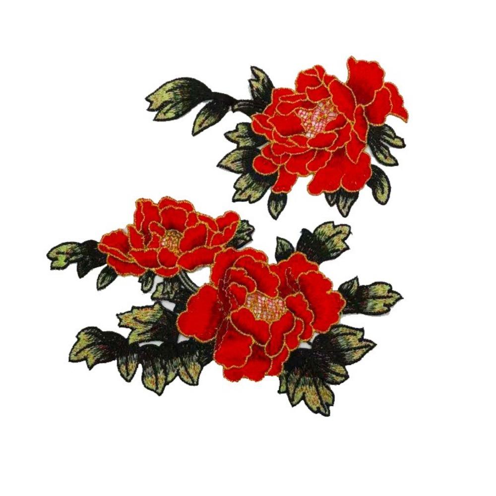 Fashion Elegant Peony Embroidery Patch Floral Embroidery DIY Flower Patch Sewing Accessories красный