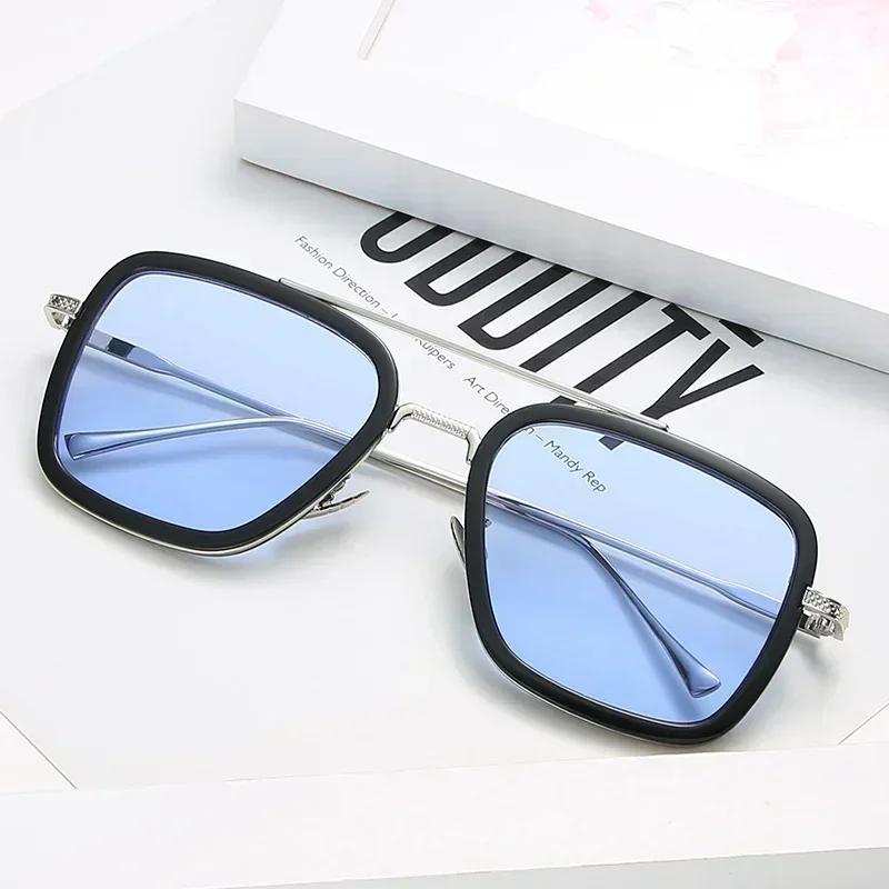 High Quality Durable High Quality Fashion Tony Stark Sun Glasses Iron Man Sun Glasses Vintage Square Metal Frames