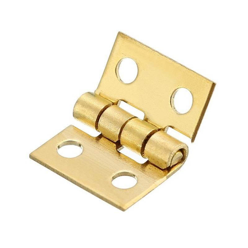 50Pcs Tiny Golden Mini Small Metal Hinge for 1/12 House Miniature Cabinet Furniture Fittings for Cabinets 10 X 8mm Home Hardware