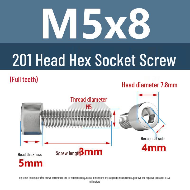 Yigu 201 Stainless Steel Cup Head Hexagon Screws and Bolts - M3, M4, M5, M6