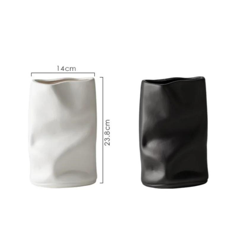 Ceramic Vase Irregular Wrinkles Origami Vase Ceramic Handicrafts Flower Arrangement Accessories Terrarium Home Decoration