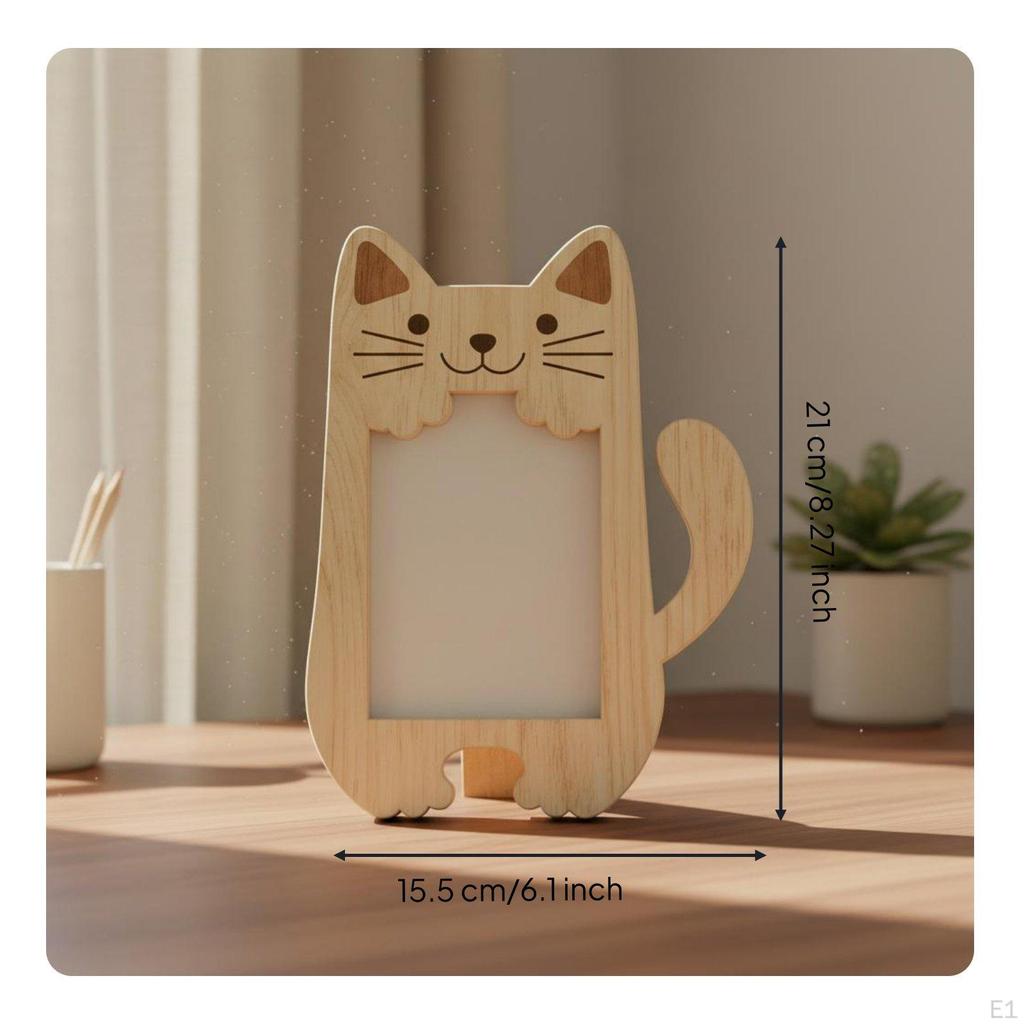 Animal Shaped Picture Frame Wooden Desktop Photo Wood Texture Cute Bear Holder for
