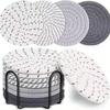 8Pcs Cotton Rope Woven Coaster with Holder Table Insulating Mat for Cup Bowl Resistant Coffee Shop Desktop Protection Pad