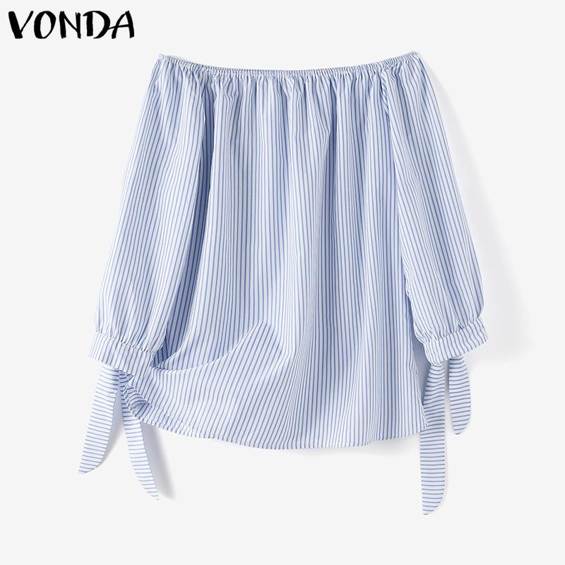VONDA Women's One Shoulder Striped Top