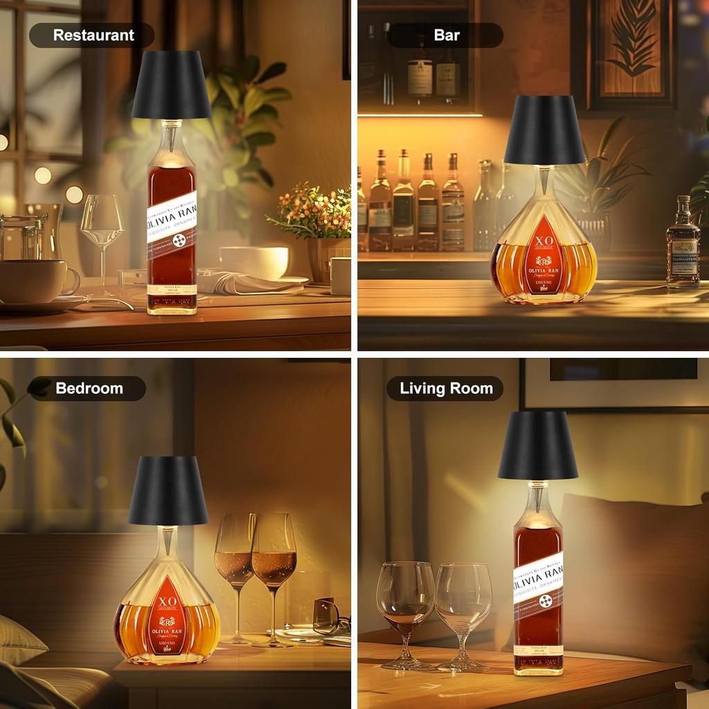 Wireless Wine Bottle Lamp Type-C Charging Touch Control Wine Bottle Light Dimming LED Table Lamp Bar Cafe Atmosphere Night Light