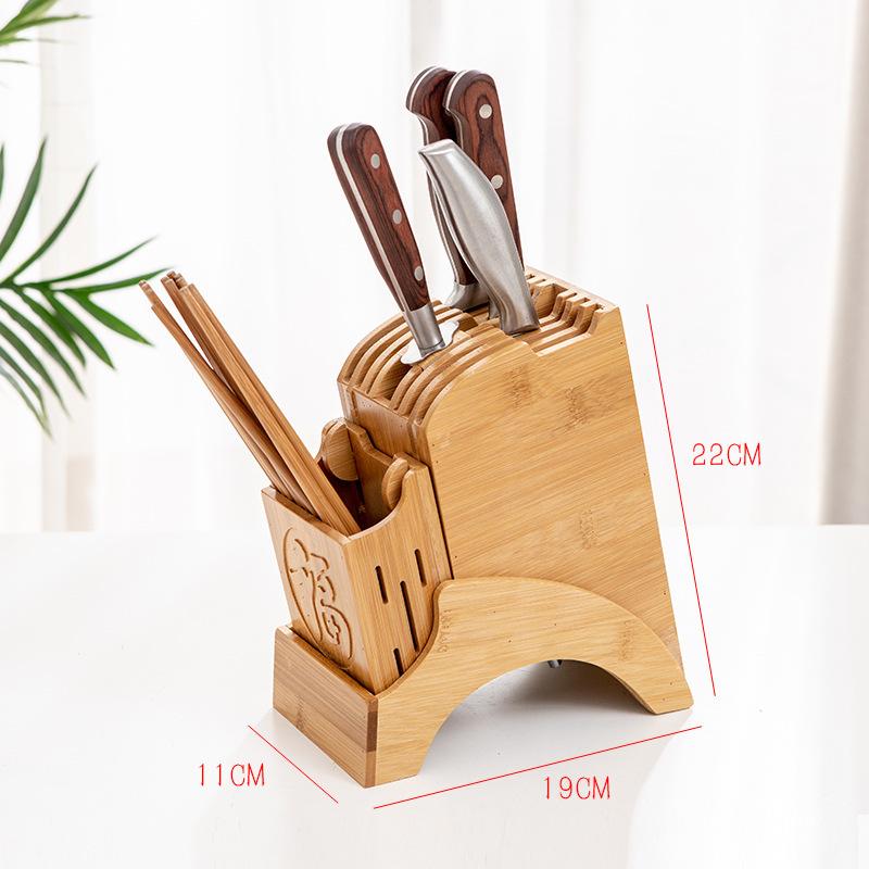 Kitchen Knife Holder Knife Rack  Kitchen Utensils Multi-functional Storage Rack  Solid Wood Knife Holder  Chopstick Cage Storage