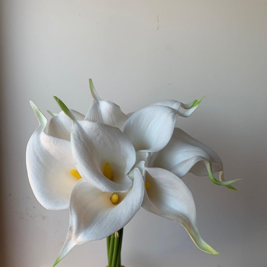 5PCS White PU Fake Flower Artificial Calla Lily for Home Decor Wedding Bridal Bouquet Home Table Flower Bouquet Decor 36CM