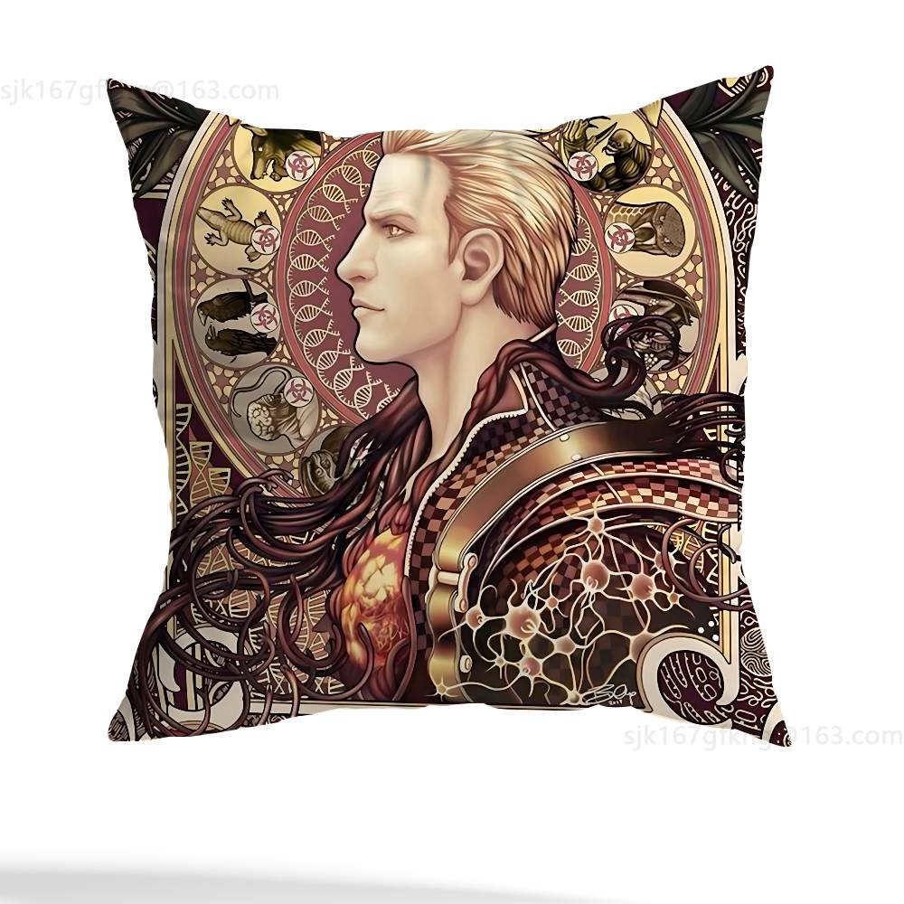 Albert Wesker Pillow Case Anti-dustmite Pillowcase Invisible zipper silky short plush Sofa cushion cover