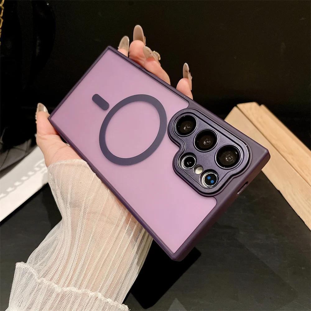 Luxury Translucent Case For Samsung Galaxy S26 S25 S24 S23 Ultra Plus FE Magnetic Wireless Charge Armor Shockproof Cover