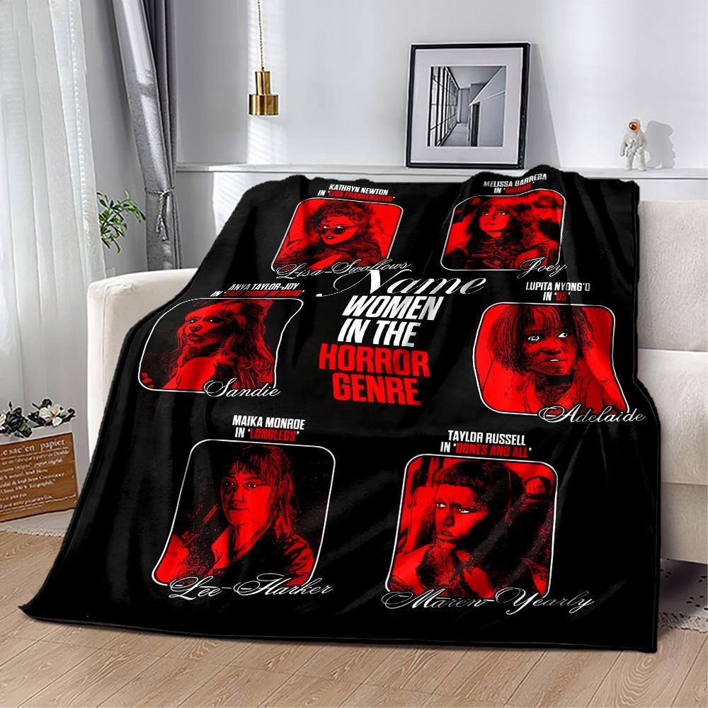 Women Horror Customize Your Name Blanket Multi-purpose Personalized Blanket Soft Warm Cozy Suitable for Sofa Picnics Bedding Office Chair