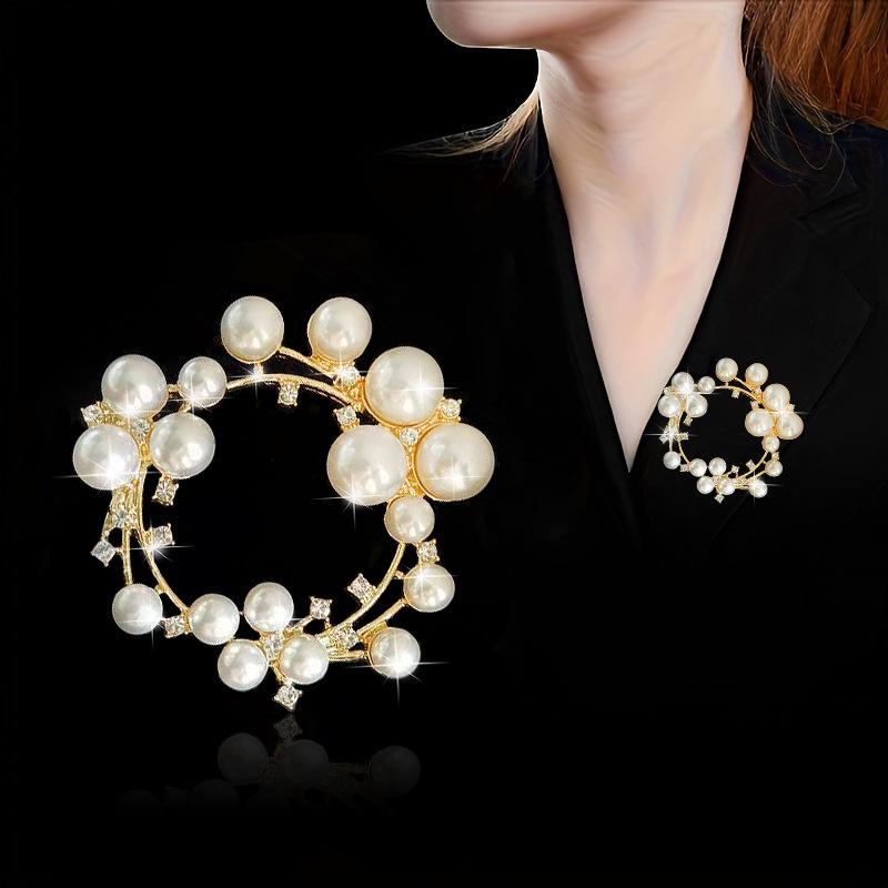 Sunflower Pearl & Rhinestone Lapel Brooch - Elegant Fashion Accessory золотой