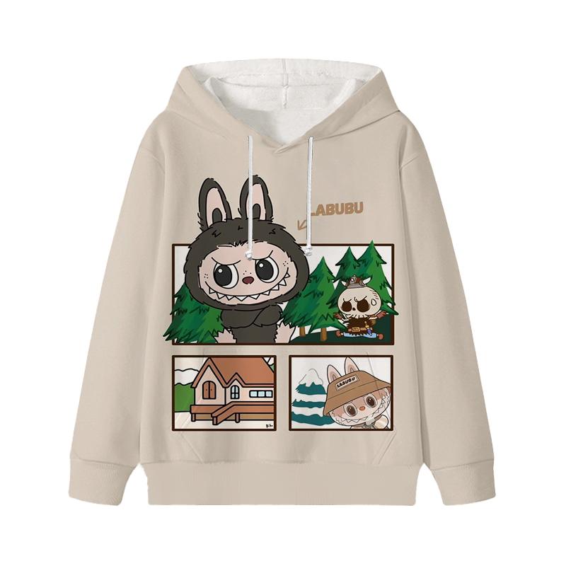 Labubu Printed Kids Long Sleeve Anime Boys Girls Hoodies Autumn Casual Clothes Thin Coat Children Cartoon Jackets Gifts