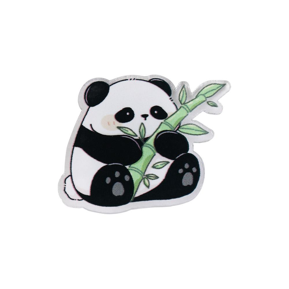 Fashion Panda Acrylic Panda Pin Cute Bear Flower Panda Brooch Cartoon Breastpin Animal Badge Unisex