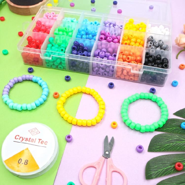Adjustable Elastics Cord Bracelet Set With Vibranting Color Resin Beads Plastic Charm for DIY Craft Enthusiasts
