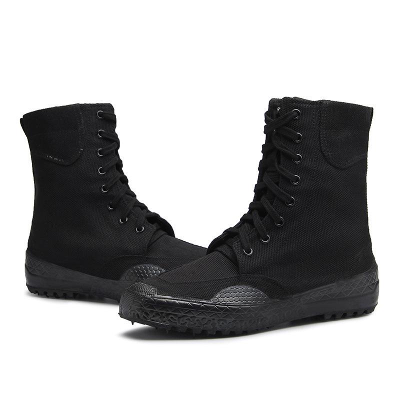Scarpe di sicurezza in gomma gialle e nere a vita alta per uomo e donna - Protezione 21 cm