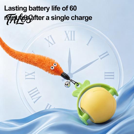 Rechargeable Pet Toy Interactive Cat Ball, Self Rolling Ball with Bell And Detachable Plush Tail, Automatic Obstacle Avoidance, Light for Indoor Cats
