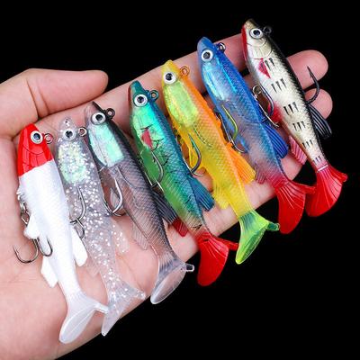 Esca da Pesca Morbida Swimbait con Forma di Pesce Realistica e Azione di Nuoto per Attrezzatura da Pesca in Acqua Dolce e Salata