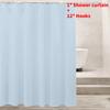 Waterproof Solid Color Polyester Shower Curtain Hooks Set For Decor Bathroom