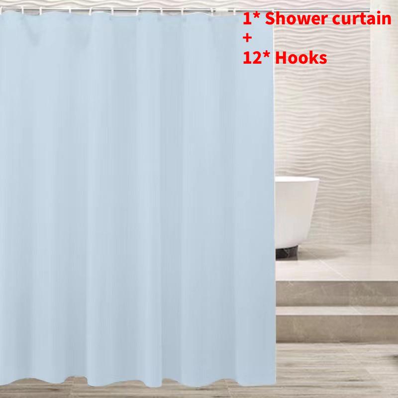 Waterproof Solid Color Polyester Shower Curtain Hooks Set For Decor Bathroom