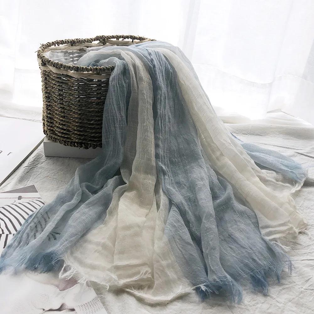 Thin Scarf Shawl  Cotton And Linen Women'S Solid Color Sunscreen Muslim Headband Israel Saudi Arabia Japanese South Korea