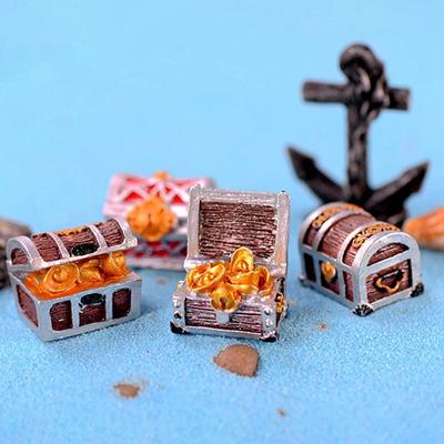 Treasure Chest Box Antique Creative Fish Tank Aquarium Decoration Landscape Pirate Gold Coins Ornaments Resin Crafts