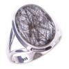 Natural Black Rutile Gemstone Handmade 925 Solid Sterling Silver Ring S.8 r3C87