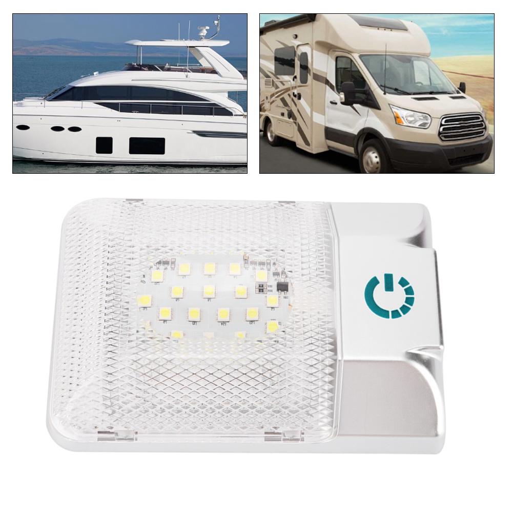 24 LED Boat RV Roof Dome Light With Touch Adjustable Switch White Lamp Ceiling Lighting