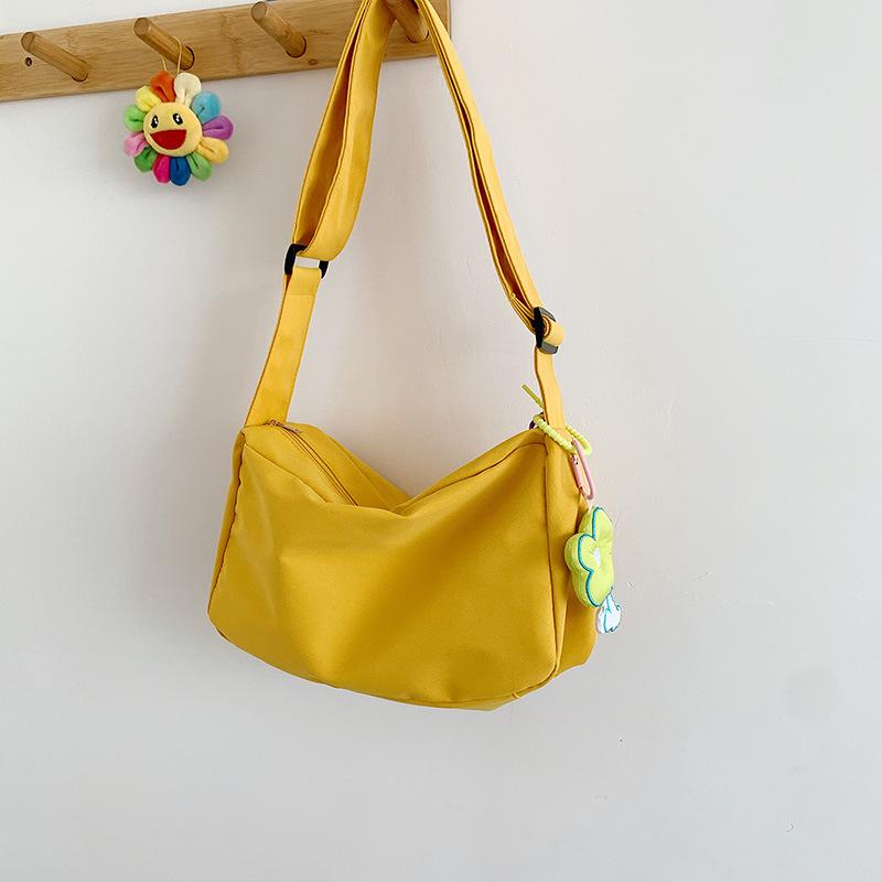 New Women's Messenger Bag Solid Color Simple Student Canvas Bag Large Capacity Fashion Casual Shoulder Mobile Phone Bag
