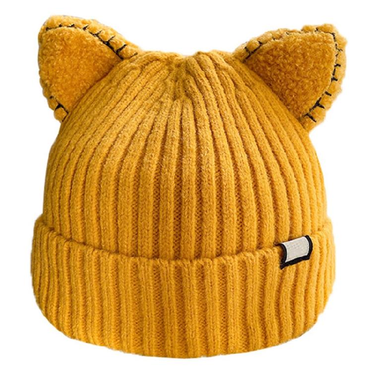 Kawaii for Cat Ears Hats Cute Cap Solid Color Hat Wool Knit Hat Earprotect All-m