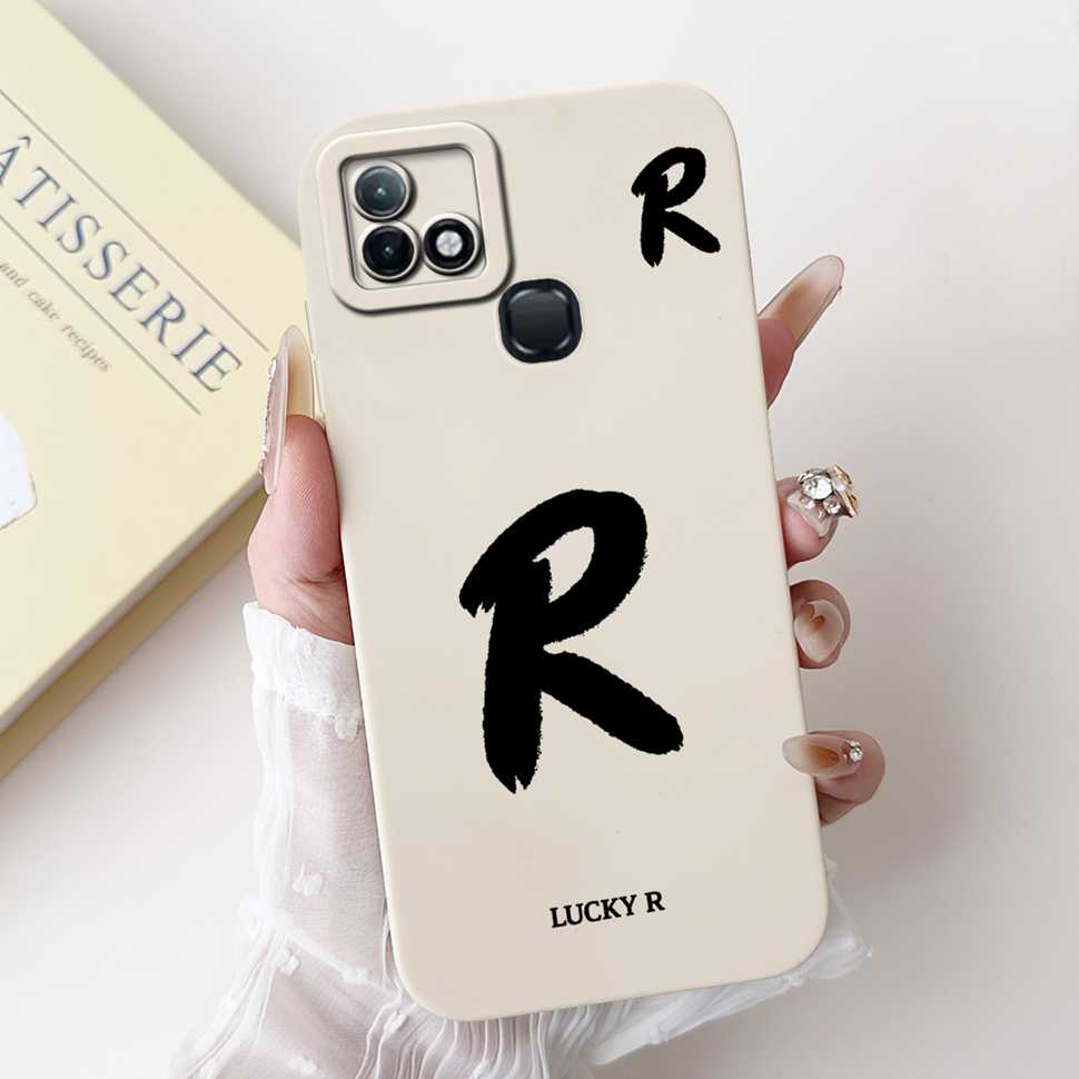For Infinix Hot 10i X659B Case White Lucky Letters A-Z Soft Silicone Cover For Infinix Hot10I Smart 5 Pro 6.52 " Phone Cases