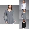 Simple Solid Color Off Shoulder Design Women Long Sleeved Top For Fall Comfort