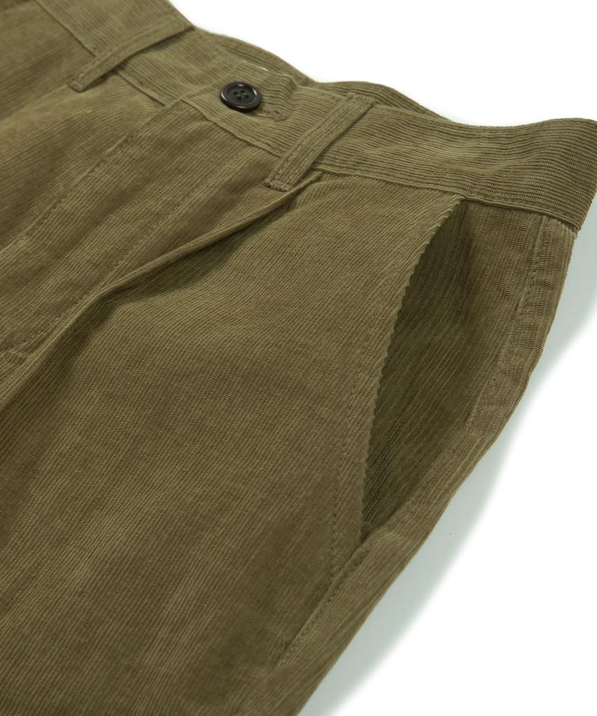 COTTON BELL Corduroy Cinch-Back Pants - Khaki